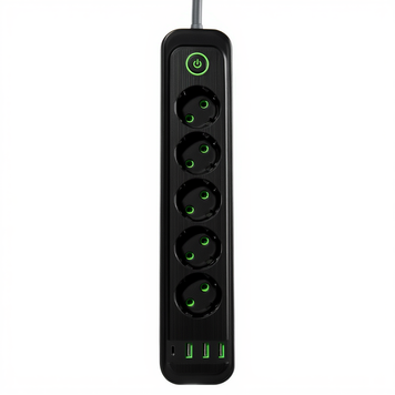 Мережевий фільтр-подовжувач 5 розеток 3xUSB-A 1xUSB-C 3м чорний HP-5-42 HP-5-42 фото