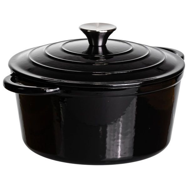 Каструля чавунна емальована 4 л, чорний Yiwu HP-FLG-1 BLACK HP-FLG-1 BLACK фото