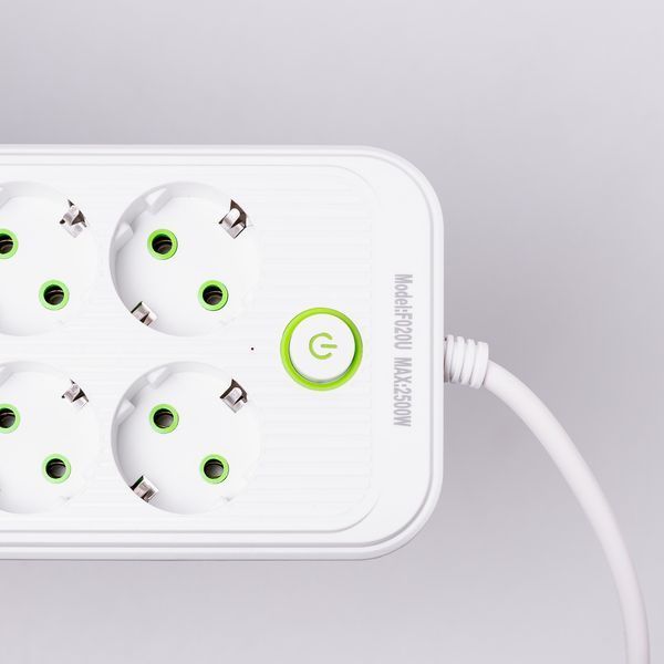 Мережевий фільтр подовжувач на 8 розеток з 3 USB 1 Type-C та кнопкою відключення F20U 2.8 м Білий HP-5-27 HP-5-27 фото