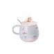 Чашка порцелянова Rainbow Ceramic Mug 400ml з кришкою і ложкою Блакитний HPCY8278BL HPCY8278BL фото 1