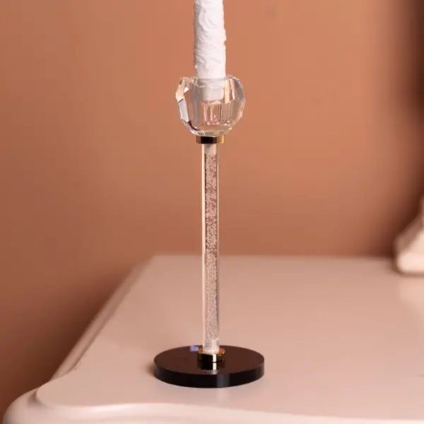Скляний свічник Crystal Pillar 22см на стіл високий декоративний HP-7-26 HP-7-26 фото