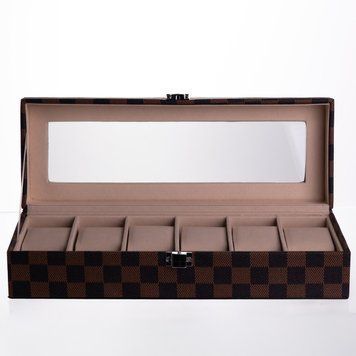Шкатулка для часов из экокожи 6 отсеков 31&times;11&times;7.5 см Коричневый Yiwu HP-5-14S HP-5-14S фото