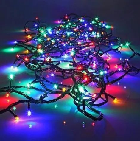 Світлодіодна Гірлянда нитка 201 led RGB різнокольорова (чорний провід) sa0.95*5432176 фото