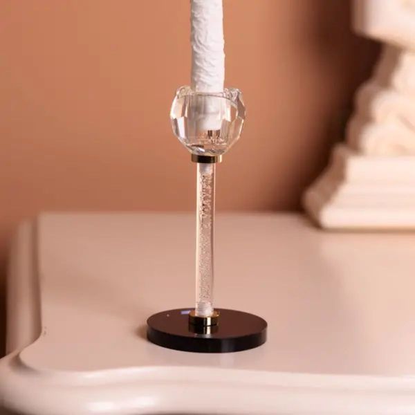 Скляний свічник Crystal Pillar 17 см на стіл декоративний HP-7-27 HP-7-27 фото