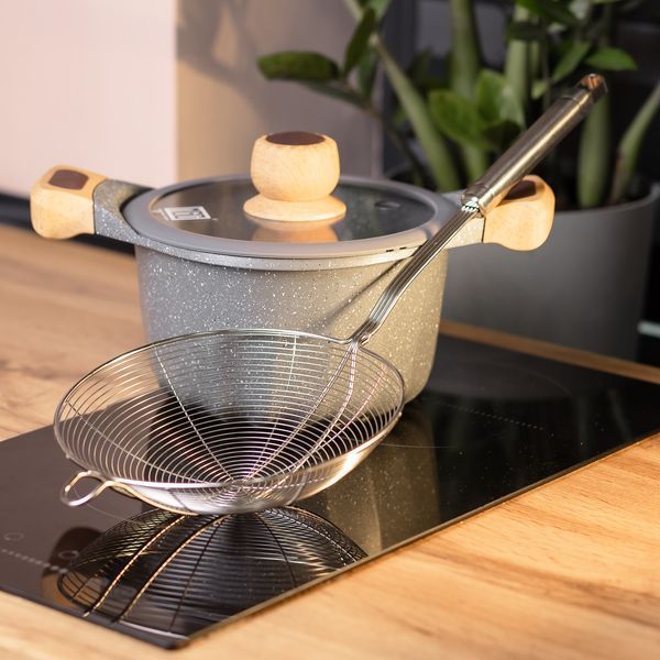 Шумовка из нержавеющей стали с ручкой &Oslash; 20 см для фритюра HP-19-16-20CM HP-19-16-20CM фото