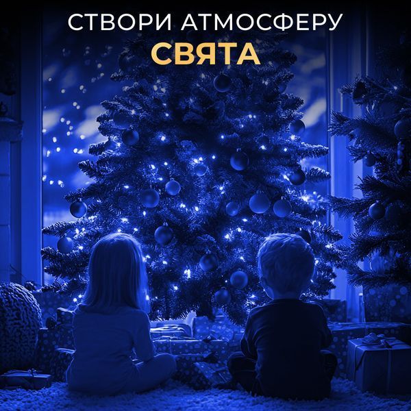 Гірлянда роса на пульті 100 метрів на 1000 led світлодіодів крапля на зеленому дроті синя 1000L100MGBL фото