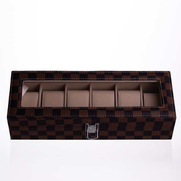 Шкатулка для часов из экокожи 6 отсеков 31&times;11&times;7.5 см Коричневый Yiwu HP-5-14S HP-5-14S фото