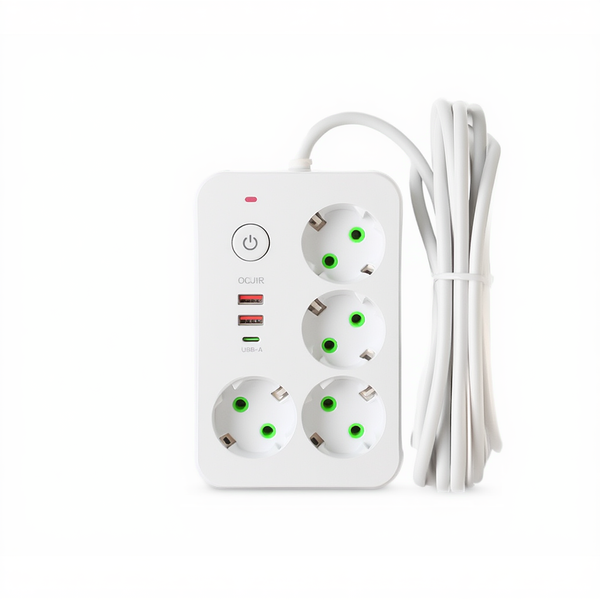 Сетевой фильтр-удлинитель 4 розетки 2xUSB-A 1xUSB-C 3м белый HP-5-45 HP-5-45 фото