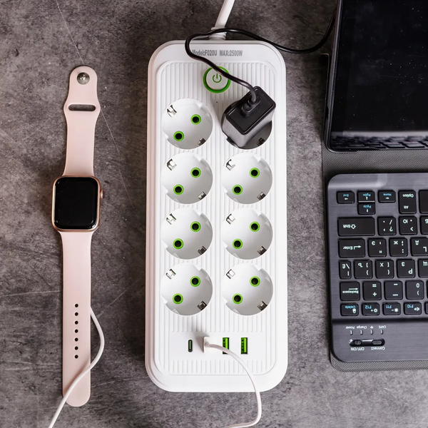 Сетевой фильтр удлинитель на 8 розеток с 3 USB 1 Type-C и кнопкой отключения F20U 4.7 м Черный HP-5-29 HP-5-29 фото