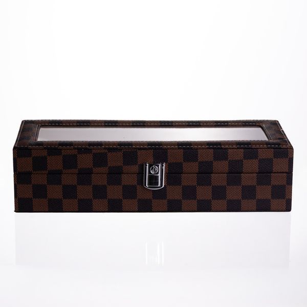 Шкатулка для часов из экокожи 6 отсеков 31&times;11&times;7.5 см Коричневый Yiwu HP-5-14S HP-5-14S фото