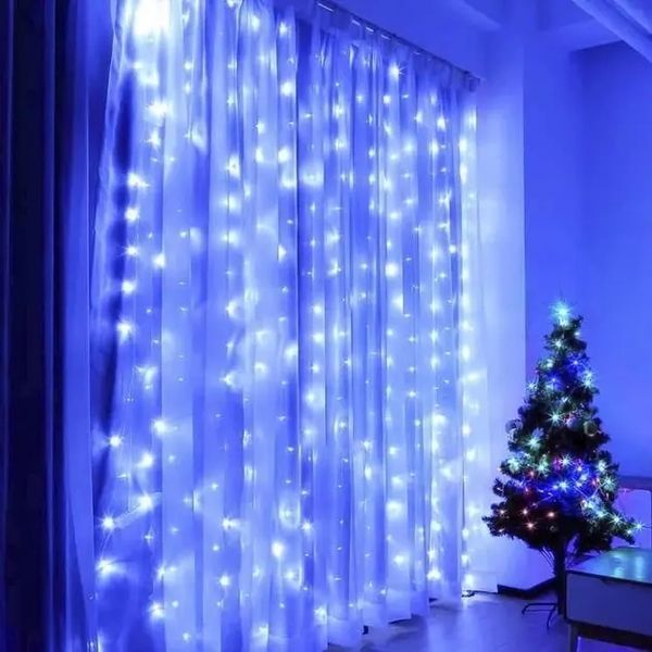 Праздничная гирлянда занавес "Штора" на окно 200LED 3х2м цвет Синий USB 2127561 фото