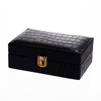 Шкатулка для украшений из эко кожи 3 отделения с зеркалом 16&times;10&times;6 см Черный HP-5-18B HP-5-18B фото