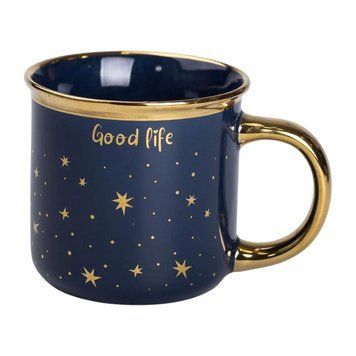 Чашка порцелянова із золотим обідком та позолоченою ручкою 320 (мл) Good life Синя RX-N231506BL RX-N231506BL фото