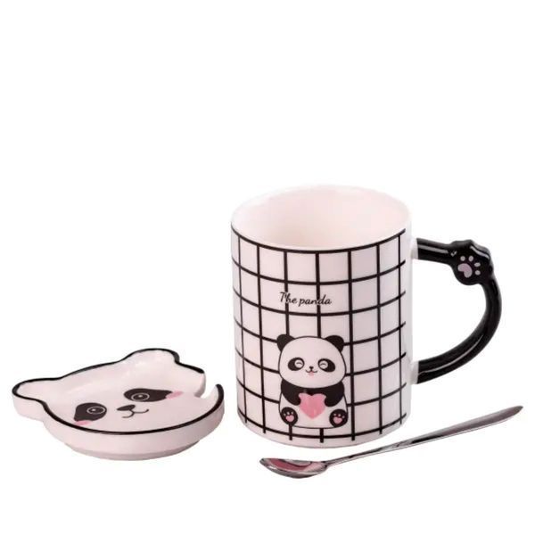 Чашка порцелянова The Panda 350мл з блюдцем та ложкою HPCY8369C HPCY8369C фото