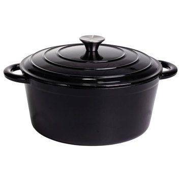 Каструля чавунна емальована 6,5 л, чорний Yiwu HP-FLG-3 BLACK HP-FLG-3 BLACK фото
