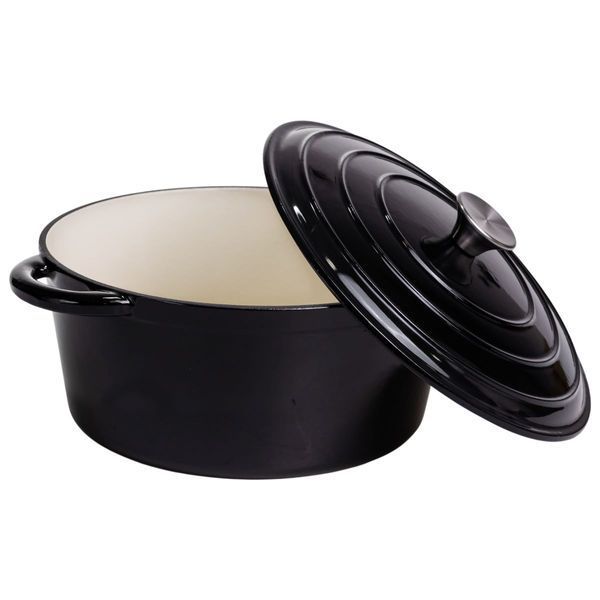 Каструля чавунна емальована 6,5 л, чорний Yiwu HP-FLG-3 BLACK HP-FLG-3 BLACK фото