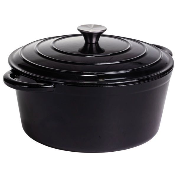 Каструля чавунна емальована 6,5 л, чорний Yiwu HP-FLG-3 BLACK HP-FLG-3 BLACK фото