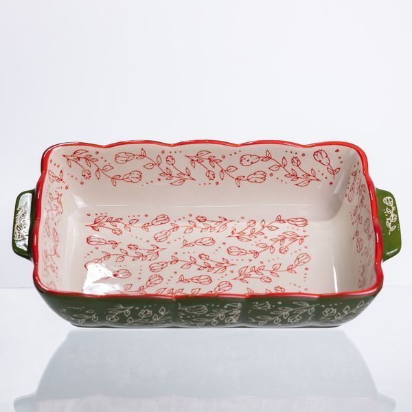 Форма для запекания Vintage 28&times;17&times;5 (см) прямоугольная форма для выпекания в духовке с ручками Зеленая HM05-10 HM05-10 фото