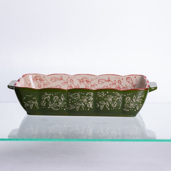 Форма для запекания Vintage 28&times;17&times;5 (см) прямоугольная форма для выпекания в духовке с ручками Зеленая HM05-10 HM05-10 фото