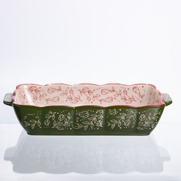Форма для запекания Vintage 28&times;17&times;5 (см) прямоугольная форма для выпекания в духовке с ручками Зеленая HM05-10 HM05-10 фото