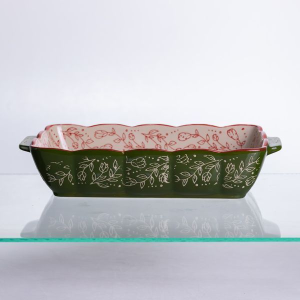 Форма для запекания Vintage 28&times;17&times;5 (см) прямоугольная форма для выпекания в духовке с ручками Зеленая HM05-10 HM05-10 фото