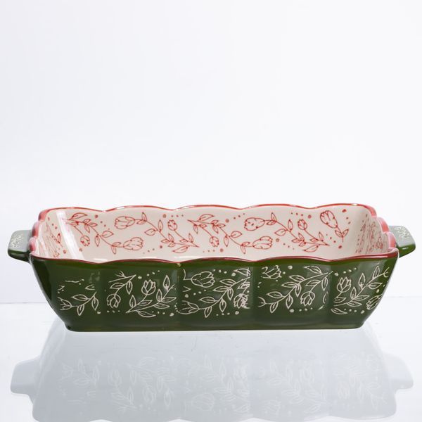 Форма для запекания Vintage 28&times;17&times;5 (см) прямоугольная форма для выпекания в духовке с ручками Зеленая HM05-10 HM05-10 фото