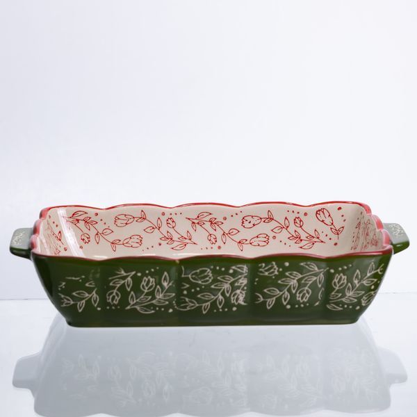 Форма для запекания Vintage 28&times;17&times;5 (см) прямоугольная форма для выпекания в духовке с ручками Зеленая HM05-10 HM05-10 фото