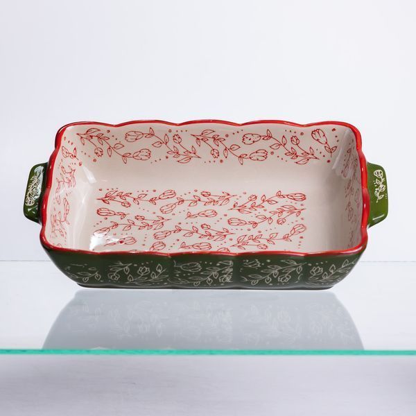 Форма для запекания Vintage 28&times;17&times;5 (см) прямоугольная форма для выпекания в духовке с ручками Зеленая HM05-10 HM05-10 фото