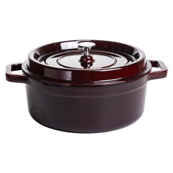 Кокотниця чавунна емальована 6 л, бургунді Yiwu HP-FLG-12 burgundy HP-FLG-12 burgundy фото