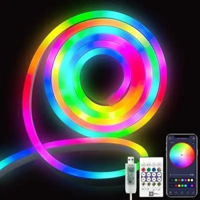 Умная гибкая LED Neon RGB лента-шланг 2 метров от USB управление режимами с телефона,Bluetooth приложение,пульт Jam12-24 фото