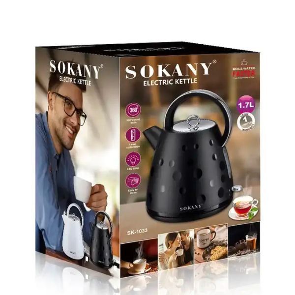 Электрочайник Sokany SK1033B 1.7 литра бесшумный 1850 Вт Черный SK1033B фото