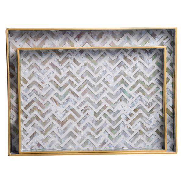 Набор прямоугольных подносов для подачи еды 2 (шт) 40&times;30&times;4 (см) Yiwu Бежевий HP-HK-16 фото