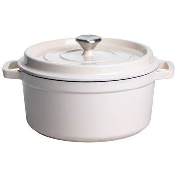 Кокотниця чавунна емальована 4,5 л, бежевий Yiwu HP-FLG-4 WHITE HP-FLG-4 WHITE фото