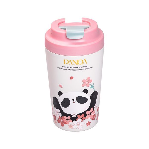 Термокружка Panda с фарфоровой колбой 380 мл Розовая HP-14-12P HP-14-12P фото