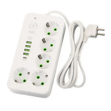 Мережевий фільтр-подовжувач 5 розеток 4хUSB-A 1хUSB-C 5м білий HP-5-51 HP-5-51 фото