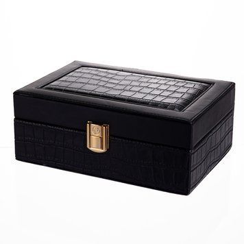 Шкатулка для украшений из эко кожи 10 отделений с зеркалом 20&times;14&times;8 см Черный HP-5-19B HP-5-19B фото