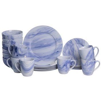 Столовый набор посуды 24 предмета на 6 персон Marble Clara фарфоровый Синий MD-24-3B MD-24-3B фото