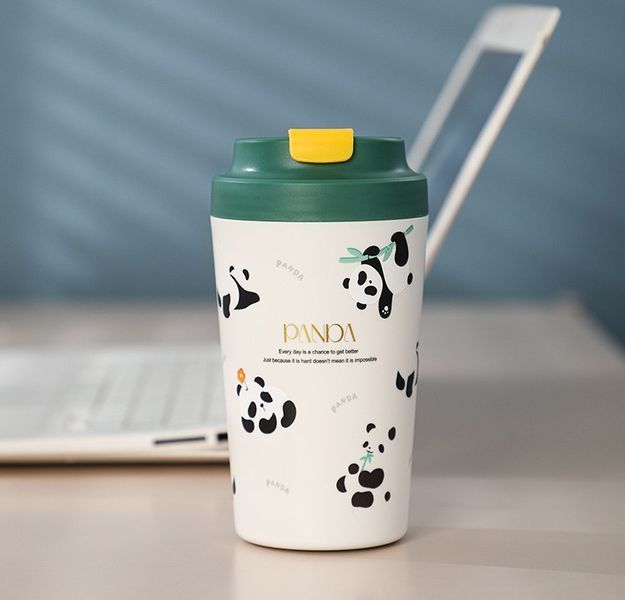 Термокружка Panda с фарфоровой колбой 380 мл Зеленая HP-14-12GR HP-14-12GR фото