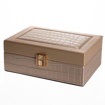 Шкатулка для украшений из эко кожи 10 отделений с зеркалом 20&times;14&times;8 см Золотистый HP-5-19GOLD HP-5-19GOLD фото