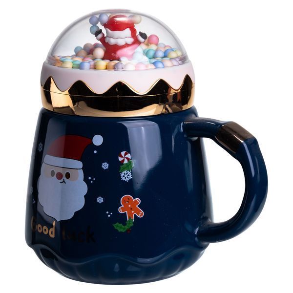 Чашка порцелянова з кришкою Christmas 400 (мл) Синій Yiwu FM-CS-41B FM-CS-41B фото