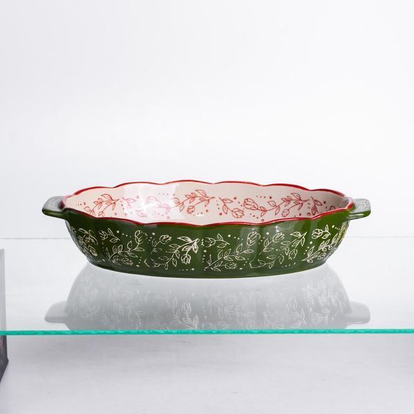 Форма для запекания Vintage 30&times;18&times;5 (см) овальная форма для выпекания в духовке с ручками Зеленая HM05-02 HM05-02 фото