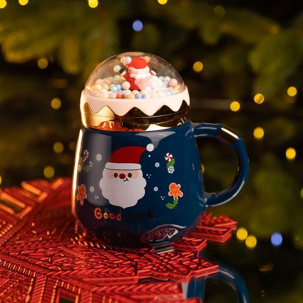 Чашка порцелянова з кришкою Christmas 400 (мл) Синій Yiwu FM-CS-41B FM-CS-41B фото