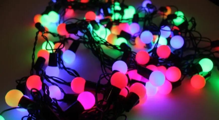 Гирлянда матовый шарик 28LED 5м (флеш) 10мм, Новогодняя бахрама, Светодиодная гирлянда, Уличная гирлянда mu13829 фото
