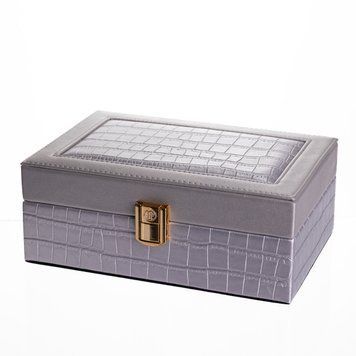 Шкатулка для украшений из эко кожи 10 отделений с зеркалом 20&times;14&times;8 см Серый HP-5-19G HP-5-19G фото