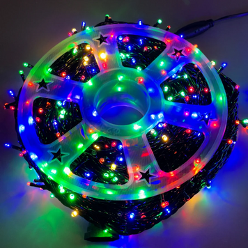 Уличная гирлянда-нить на бобине 50 м, 500 LED, для наружного использования, мультиколор, чёрный провод 116gua фото