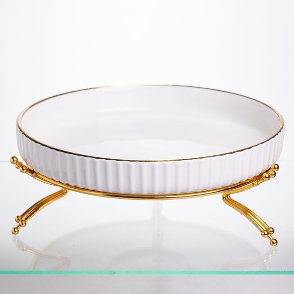 Блюдо сервировочное фарфоровое Casual 28 см, золото Yiwu LB-1574G LB-1574G фото