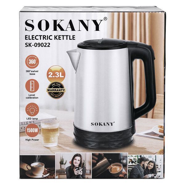 Электрочайник с автоматическим отключением 2.3 л Sokany дисковый бытовой 1500 Вт SK-09022 SK-09022 фото