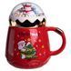 Чашка порцелянова з кришкою Christmas 400 (мл) Червона Yiwu FM-CS-41D FM-CS-41D фото 1