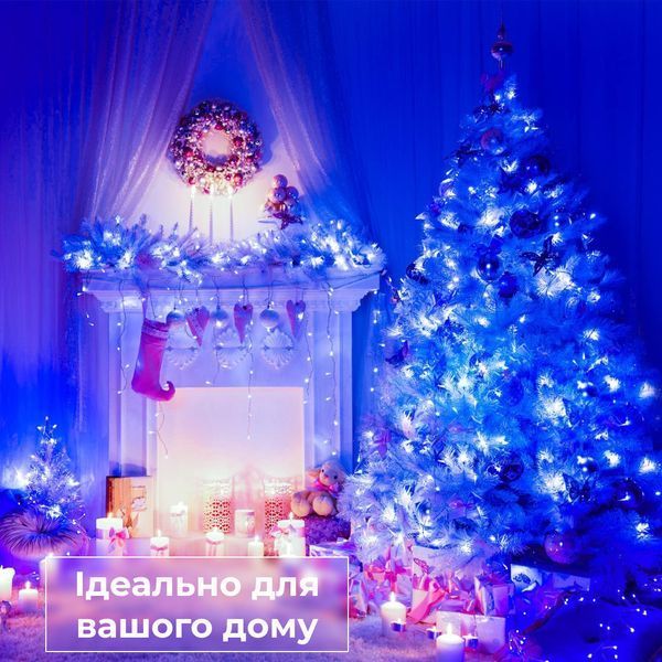 Світлодіодна гірлянда Нитка 200 LED, 10 метрів прозора, синя Garlando Синій W200LEDBL фото