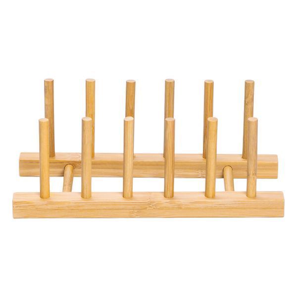Підставка для тарілок та кришок дерев'яна на кухню 24. 5&times;12&times;9. 5 (см) Yiwu Коричневий HB-40-12 фото